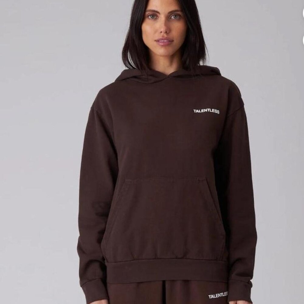 Talentless Oversized Lightweight Brown Hoodie - Picture 2 of 4
